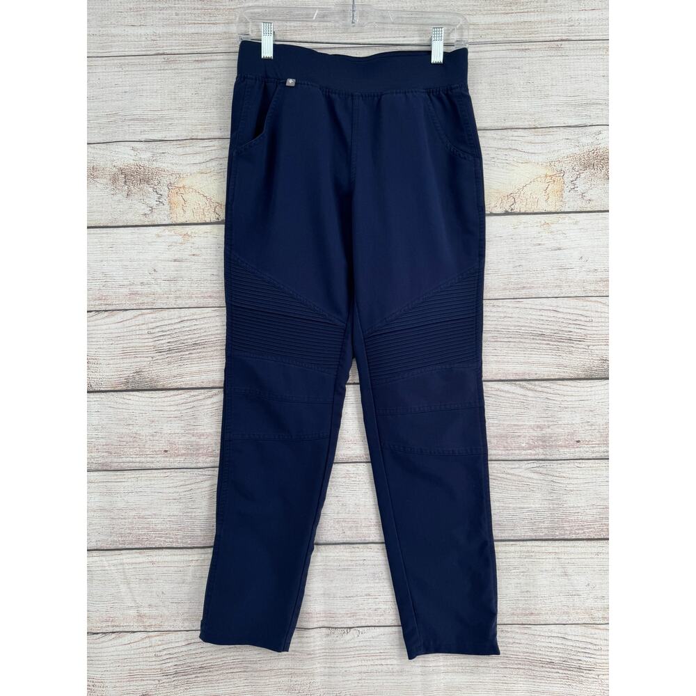 FIGS Kanye Moto Scrub Pants Womens XS Navy Blue Stretch Drawstring‎